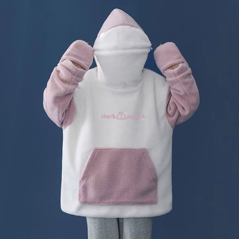 Kawaii Shark Shape Women'S Hoodie Cute Coat Korean Fashion Loose Matching Thickened Hoodie